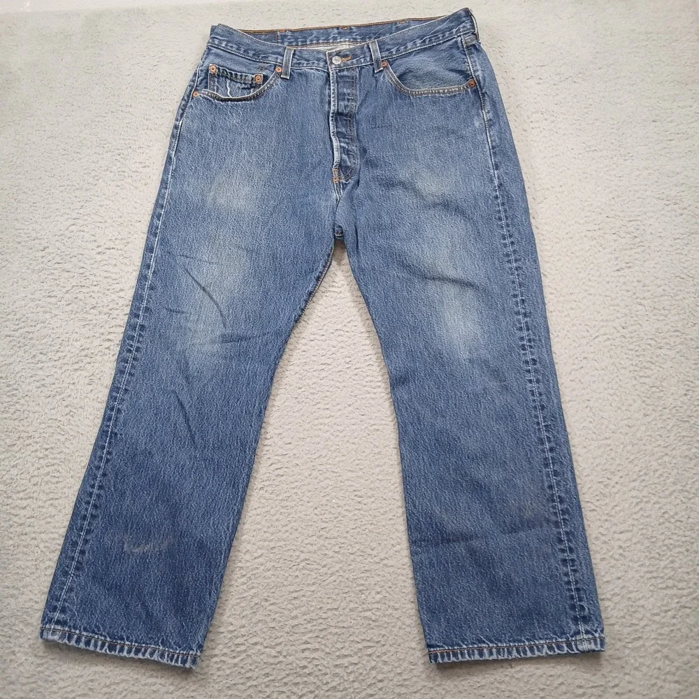 Levi's 501 Jeans Men 38x30‎ Blue Button Fly 100% Cotton Dominican Made